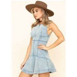 Free People Light Blue Denim Mini Dress